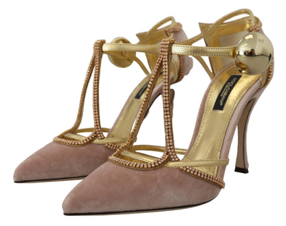 Elegantes zapatos de tacón alto con cristales rosas