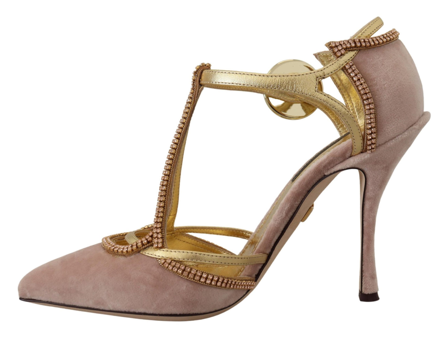Elegantes zapatos de tacón alto con cristales rosas