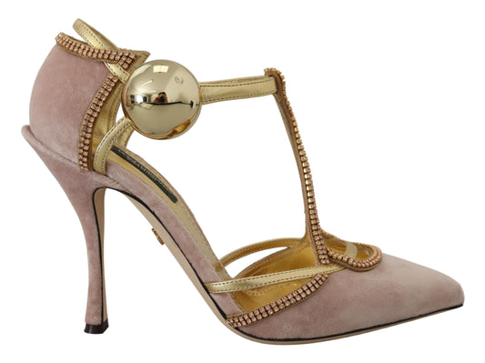 Elegantes zapatos de tacón alto con cristales rosas