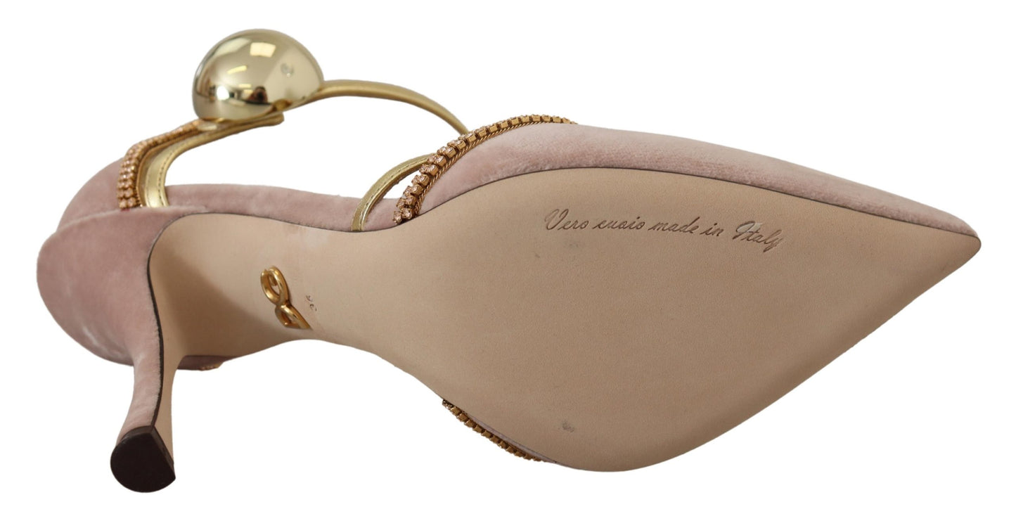 Elegantes zapatos de tacón alto con cristales rosas