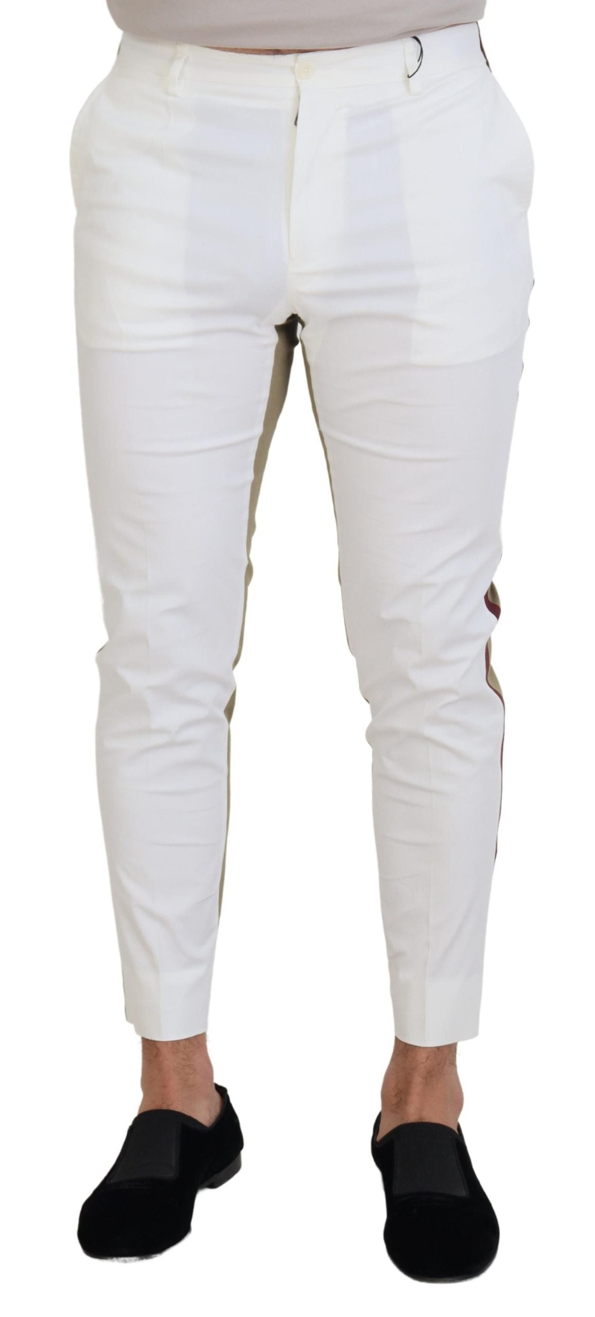 Pantalones elegantes de algodón en dos tonos blanco y marrón
