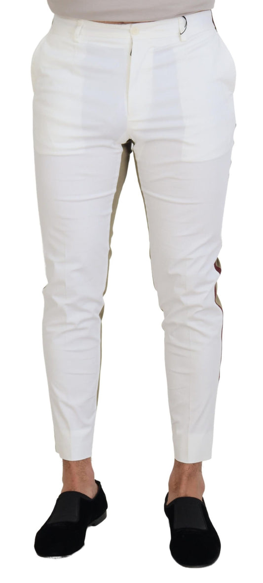 Pantalones elegantes de algodón en dos tonos blanco y marrón