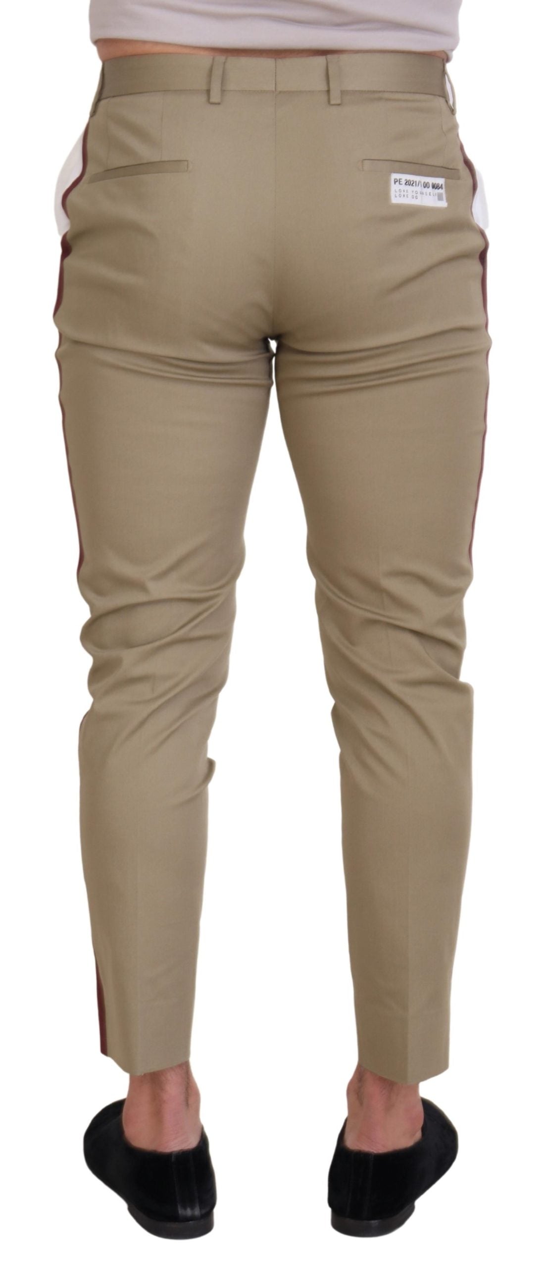 Pantalones elegantes de algodón en dos tonos blanco y marrón