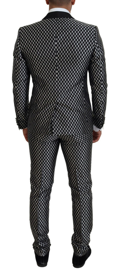 Elegante traje ajustado de mezcla de seda negra