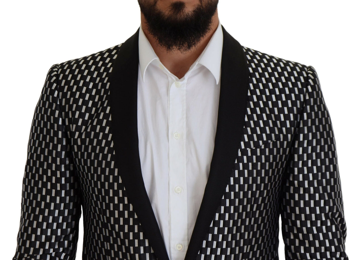 Elegante traje ajustado de mezcla de seda negra