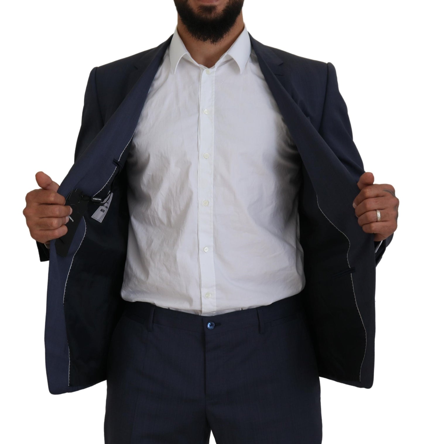 Elegante traje azul Martini de corte entallado para hombre