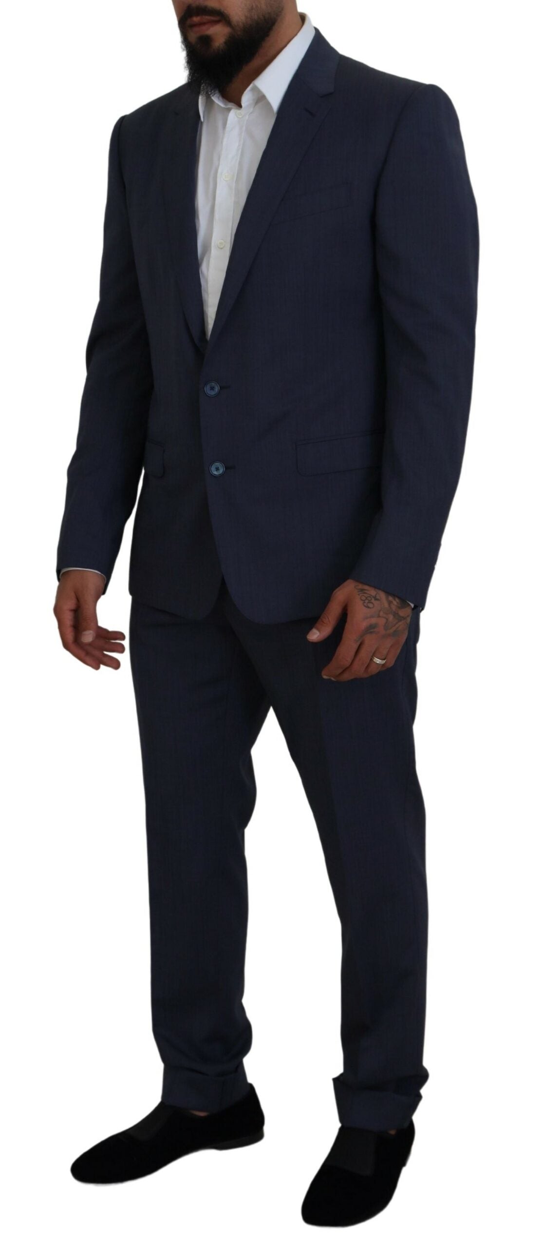 Elegante traje azul Martini de corte entallado para hombre