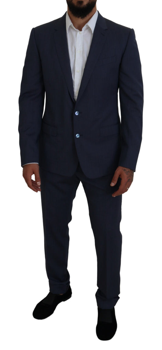 Elegante traje azul Martini de corte entallado para hombre