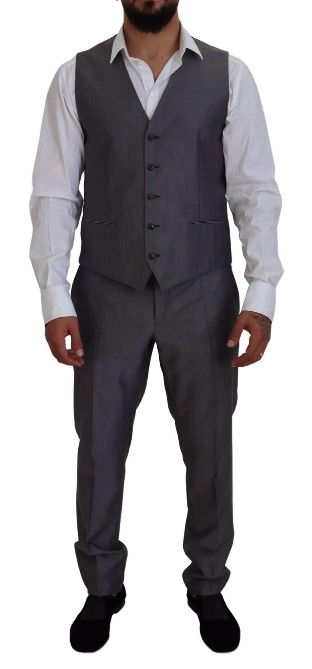 Elegante conjunto de traje Sicilia gris plata