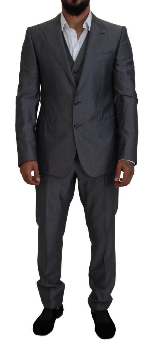 Elegante conjunto de traje Sicilia gris plata