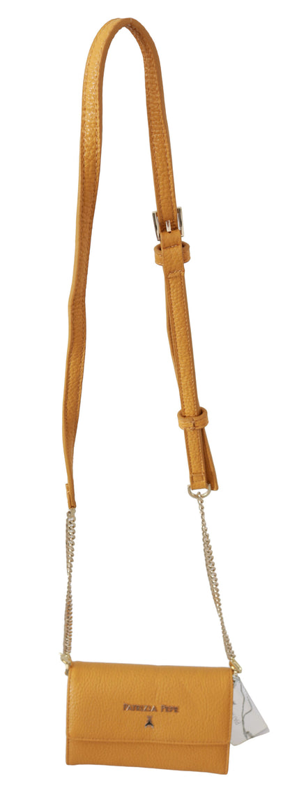 Elegante bolso de hombro de cuero amarillo
