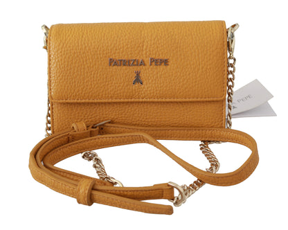 Elegante bolso de hombro de cuero amarillo
