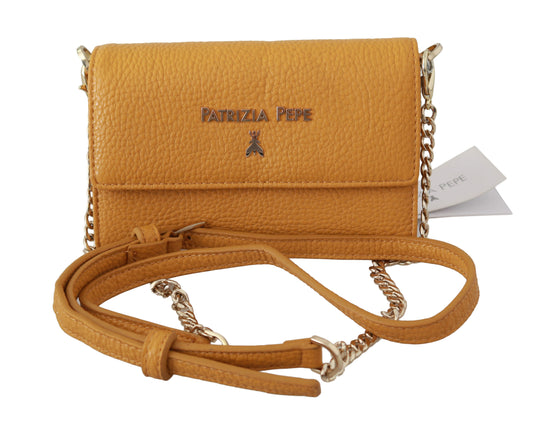 Elegante bolso de hombro de cuero amarillo