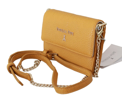 Elegante bolso de hombro de cuero amarillo