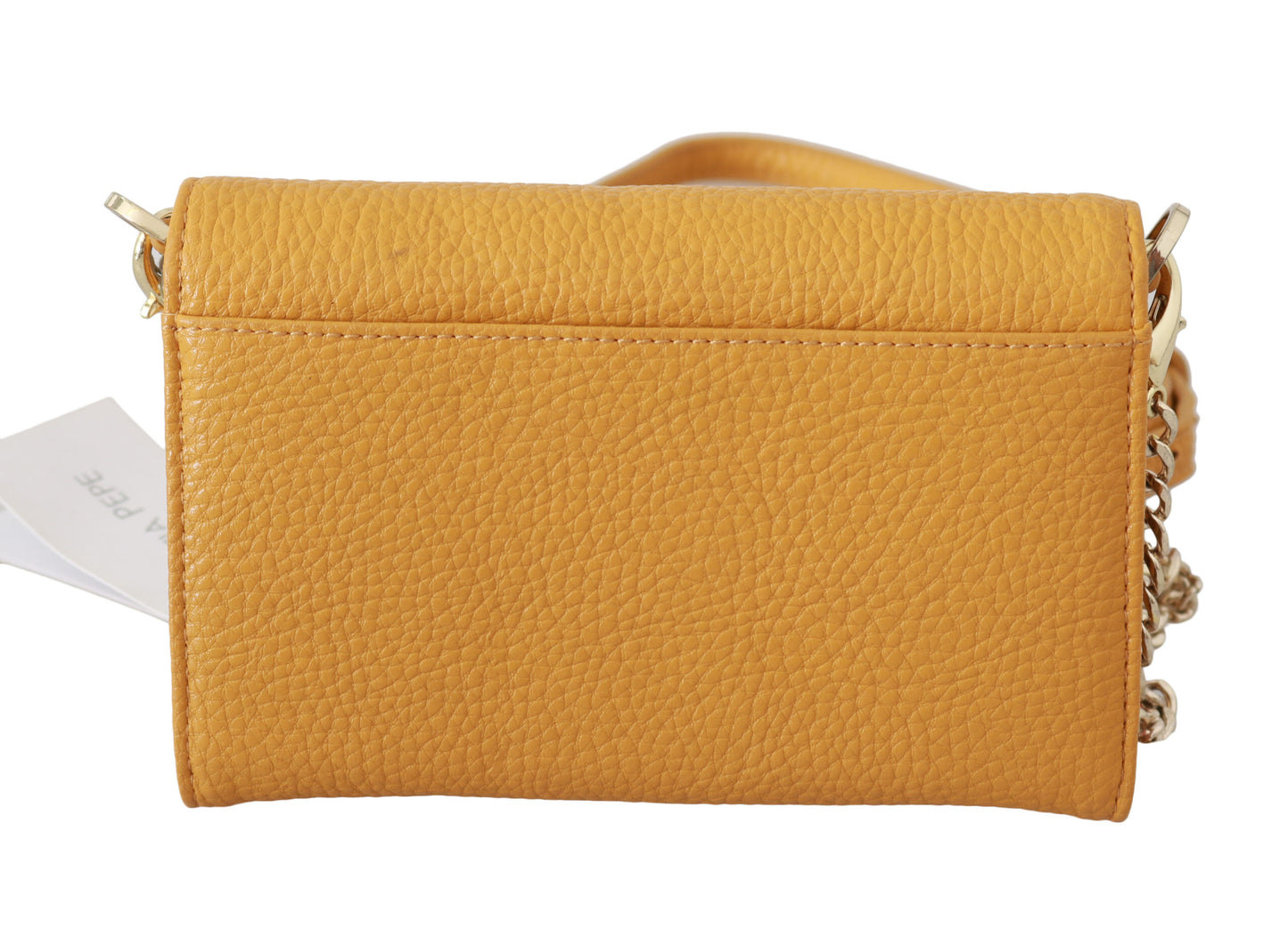 Elegante bolso de hombro de cuero amarillo