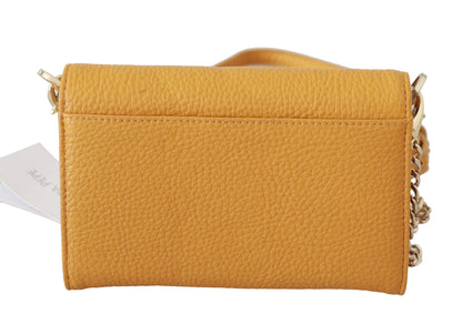 Elegante bolso de hombro de cuero amarillo