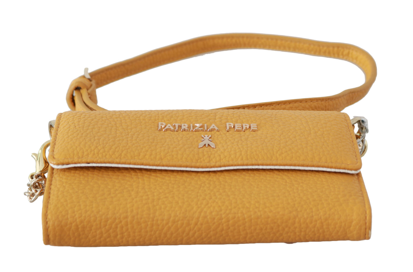 Elegante bolso de hombro de cuero amarillo