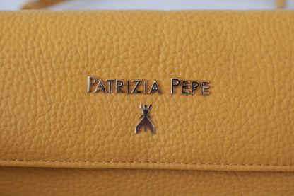 Elegante bolso de hombro de cuero amarillo