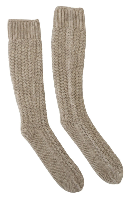 Calcetines elegantes de mezcla de lana beige por encima de la pantorrilla