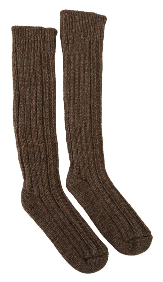 Calcetines elegantes de mezcla de lana marrón hasta la pantorrilla