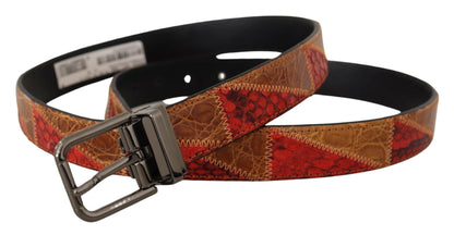 Cinturón elegante de piel de serpiente en dos tonos