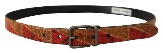 Cinturón elegante de piel de serpiente en dos tonos