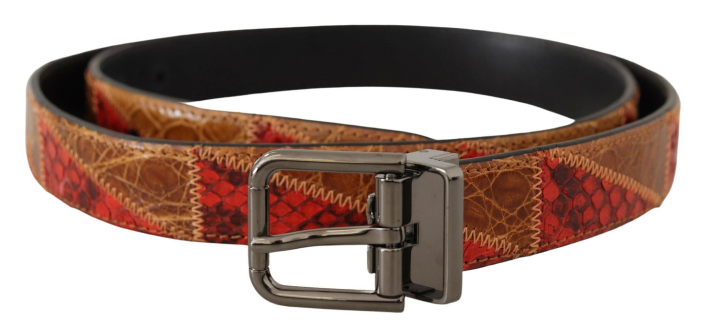 Cinturón elegante de piel de serpiente en dos tonos
