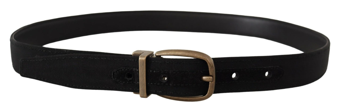 Cinturón elegante de piel de grogrén - Negro