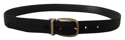 Cinturón elegante de piel de grogrén - Negro