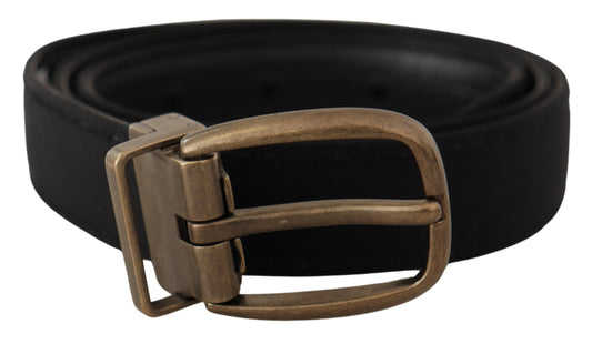Cinturón elegante de piel de grogrén - Negro