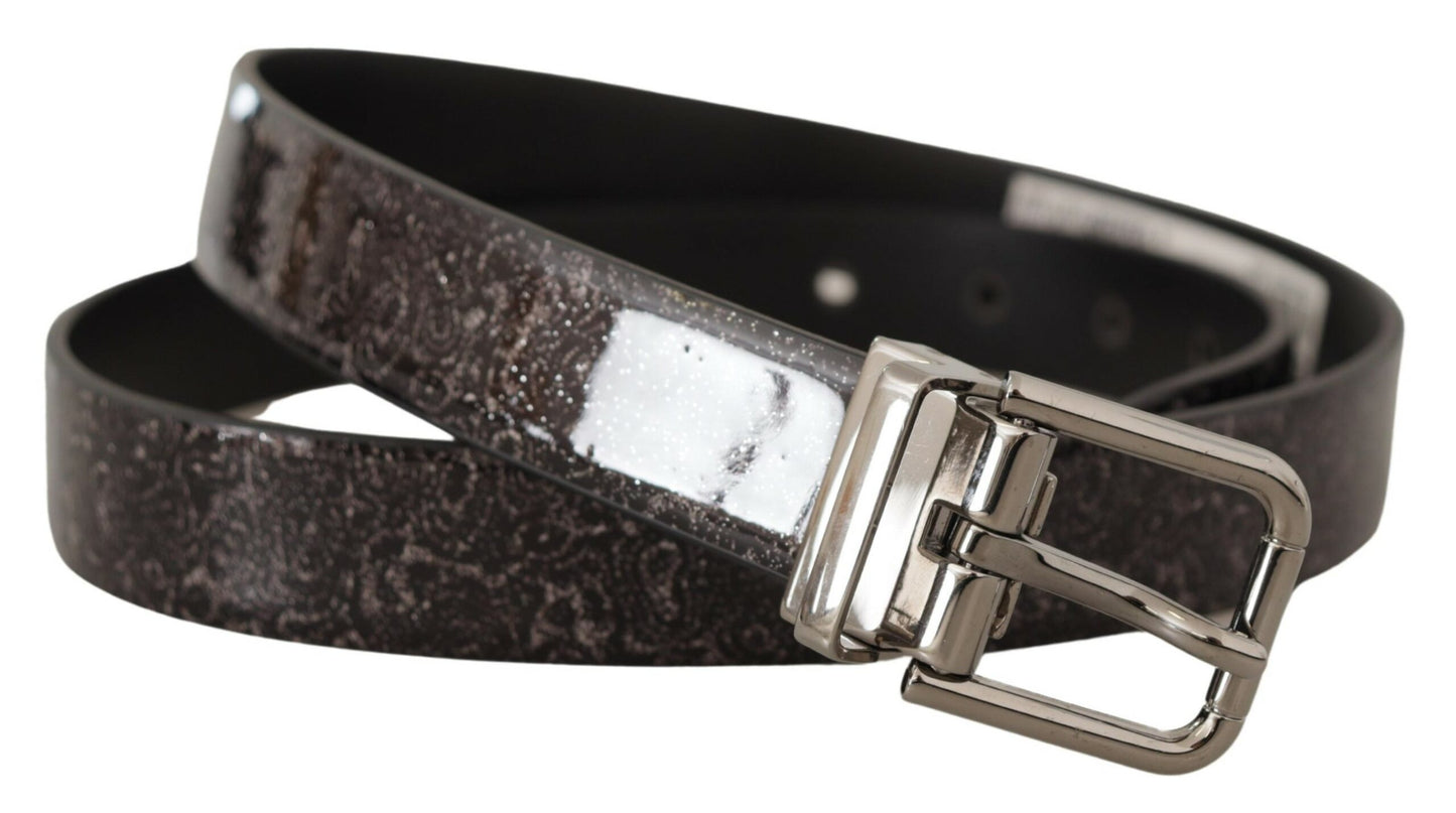 Cinturón elegante de piel de grogrén con hebilla de metal