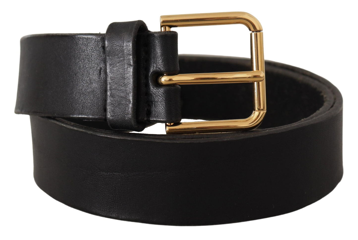 Cinturón elegante de cuero negro con hebilla de metal