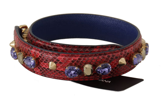 Elegante correa de bolso de piel de pitón roja