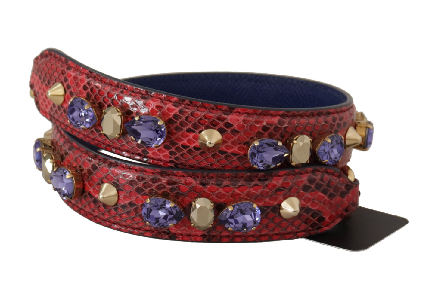 Elegante correa de bolso de piel de pitón roja