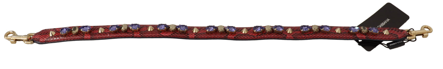Elegante correa de bolso de piel de pitón roja