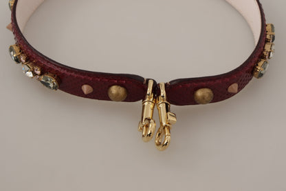 Elegante correa para bolso de piel de pitón en color burdeos