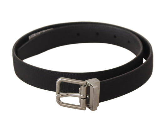 Cinturón elegante de lona y cuero negro