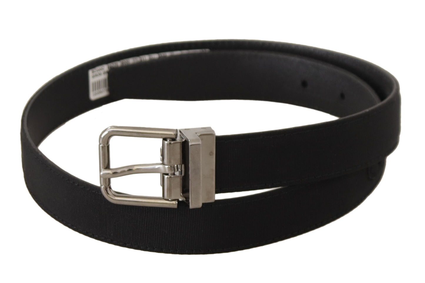 Cinturón elegante de lona y cuero negro