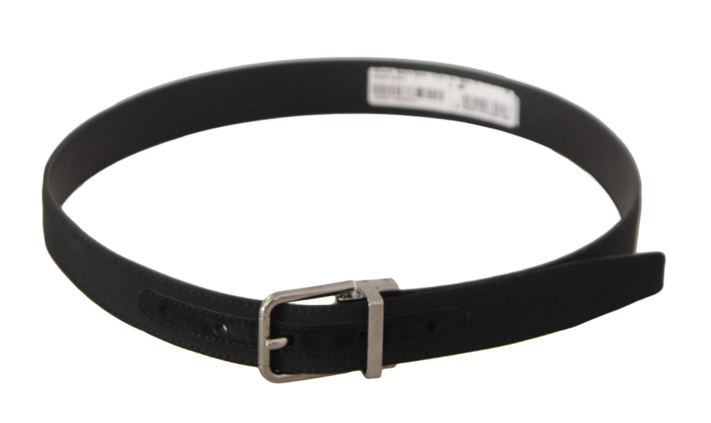 Cinturón elegante de lona y cuero negro