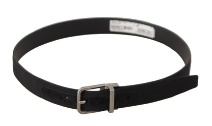 Cinturón elegante de lona y cuero negro