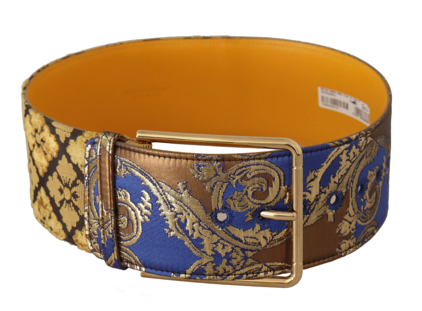 Cinturón elegante de cuero azul con hebilla de metal