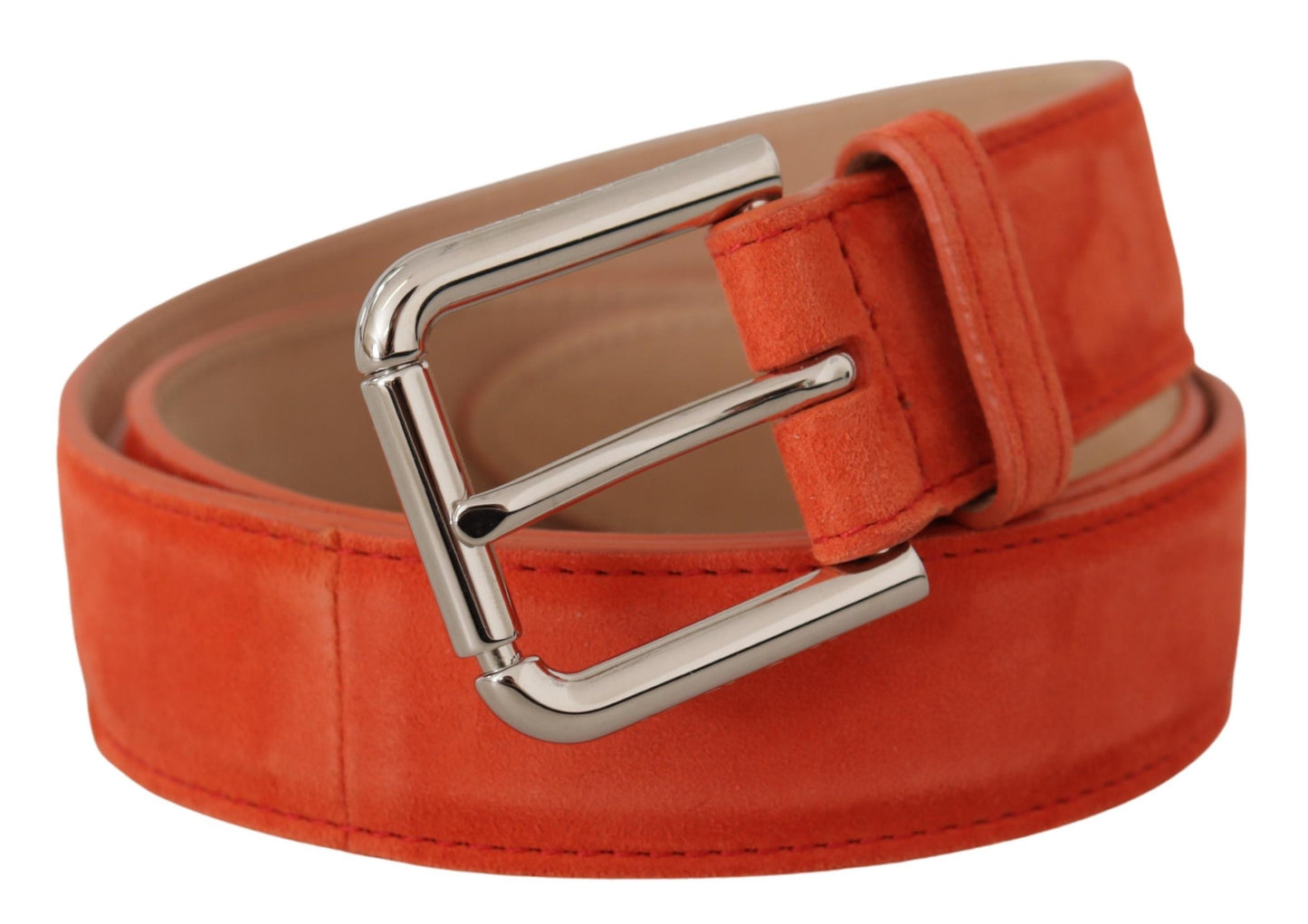 Cinturón elegante de piel de ante en color naranja vibrante