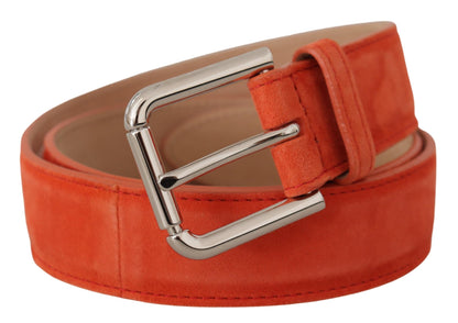 Cinturón elegante de piel de ante en color naranja vibrante