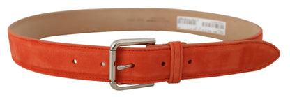 Cinturón elegante de piel de ante en color naranja vibrante