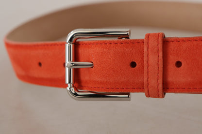 Cinturón elegante de piel de ante en color naranja vibrante