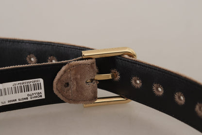 Cinturón elegante con hebilla de logotipo de terciopelo