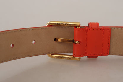 Cinturón elegante de cuero naranja con estuche para auriculares