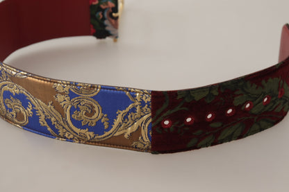 Cinturón de cuero multicolor con logotipo grabado