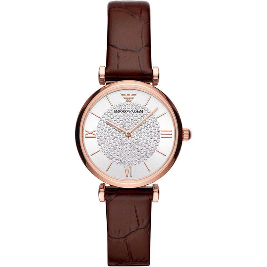 Elegante reloj de piel burdeos para mujer