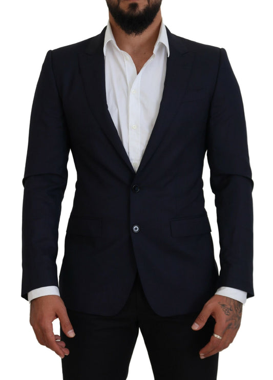Chaqueta blazer elegante de lana y seda azul